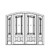 18-lite prairie-style over 4-panel radius double door with prairie-style sidelites
Unit Dimension 111" x 97-5/8"
Door Dimension 74" x 95"
Panels - raised
Glazing - IG, TDL